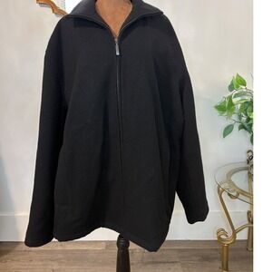 Claiborne Outerwear Mens Wool Blend Full Zip Jacket Coat Black XL Italian Fabric